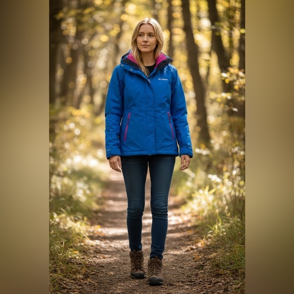 Columbia Jackets & Blazers - Columbia 2 in 1Vibrant Blue Jacket with Pink Highlights